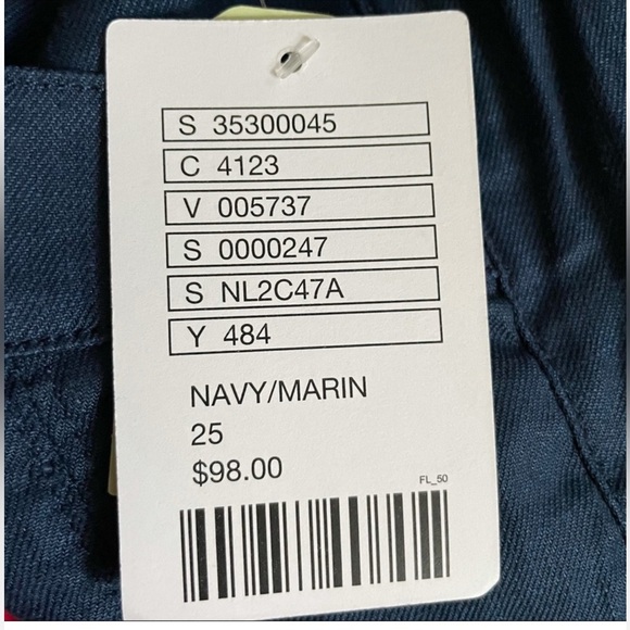 ANTHROPOLOGIE Level 99 High Rise Wide Leg Slant Pkt Ankle Pant Navy/Marine — 28 - Picture 7 of 8